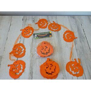 Glitter orange pumpkin Garland Halloween sparkle jack-o'-lantern‎ set
